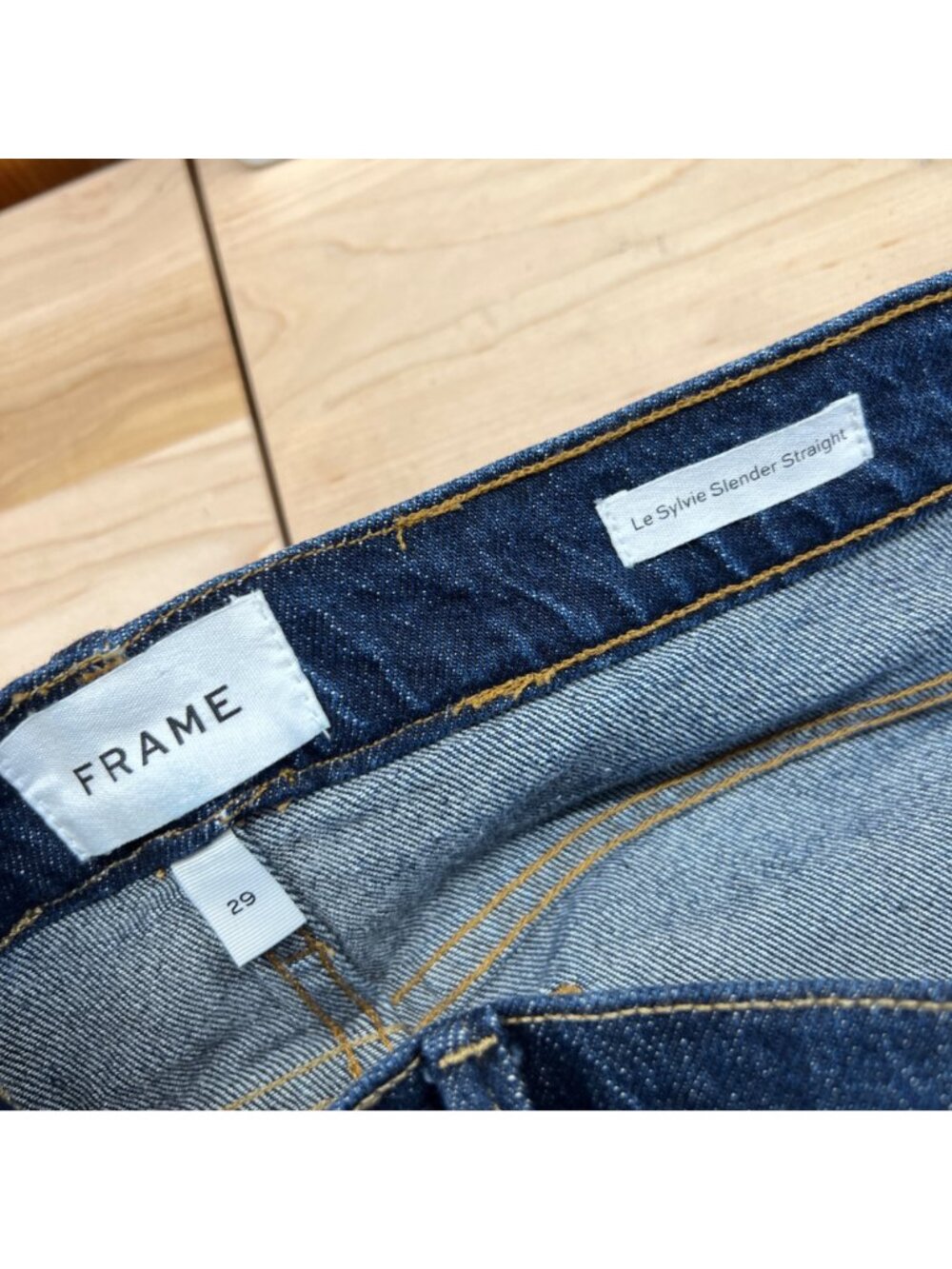 Frame Le Sylvie Slender Straight Jeans Two-Tone Denim Cropped Size 29 - Picture 9 of 12
